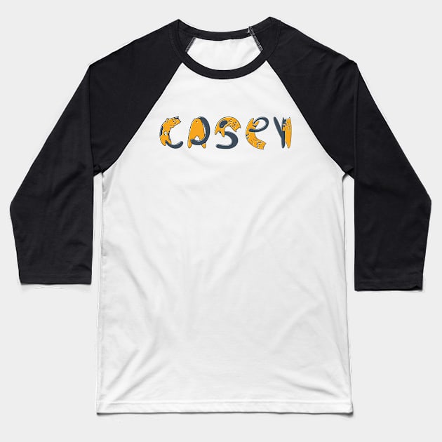 Casey | Girl Name | Cat Lover | Cat Illustration Baseball T-Shirt by LisaLiza